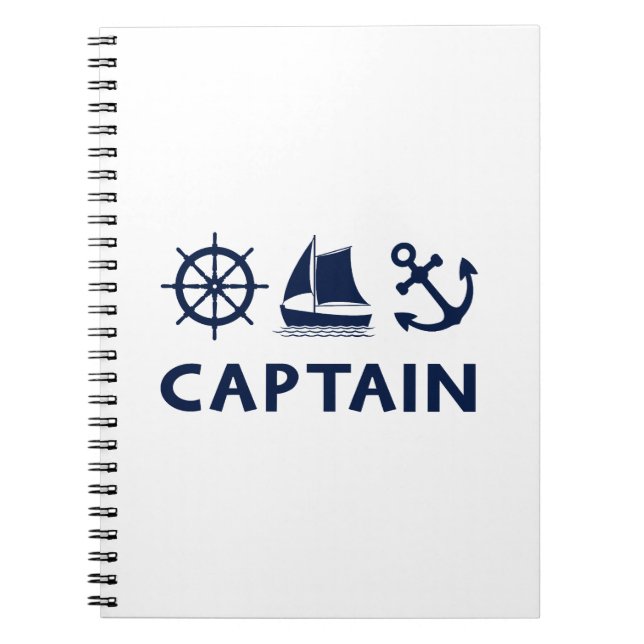 Wheel Sailboat Anchor Captain Dark Blue Notizblock (Vorderseite)