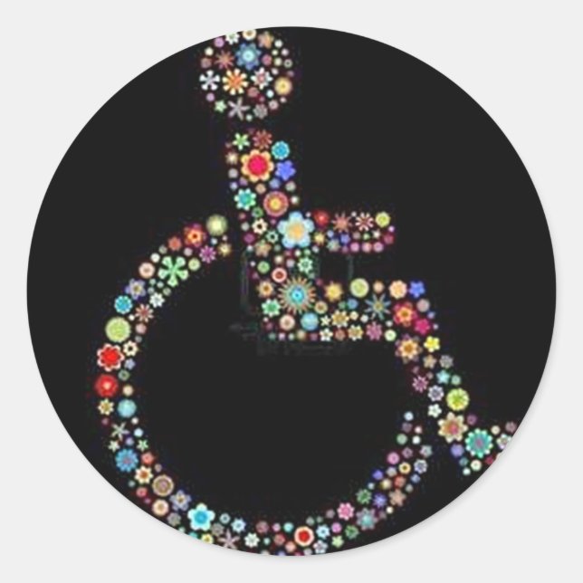 wheelchair_funky_zazzle.jpeg runder aufkleber (Vorderseite)