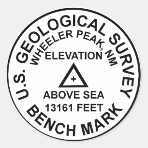 Wheeler Peak USGS Style Benchmark Runder Aufkleber