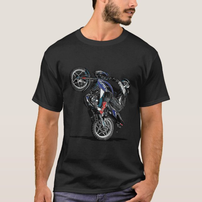 Wheelie Motorcycle Stunt Graphic T-Shirt (Devant)