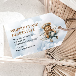 Wheels Up Teddy-Bär-Flugzeug-Baby-Party Geschenkanhänger