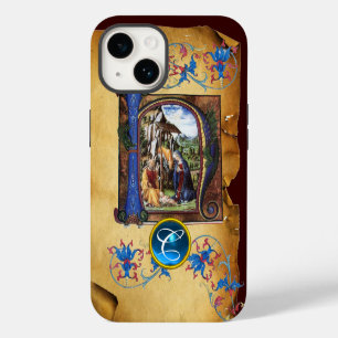 WHEIHNACHTS-PERGAMENTSCHRIFT BLAUER EDELSCHRIFTZUG iPhone 14 HÜLLE
