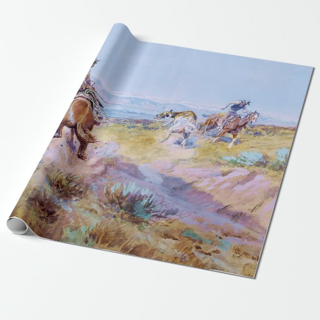 "When Cows Were Wild" von Charles M Russell Geschenkpapier (Ungerollt)