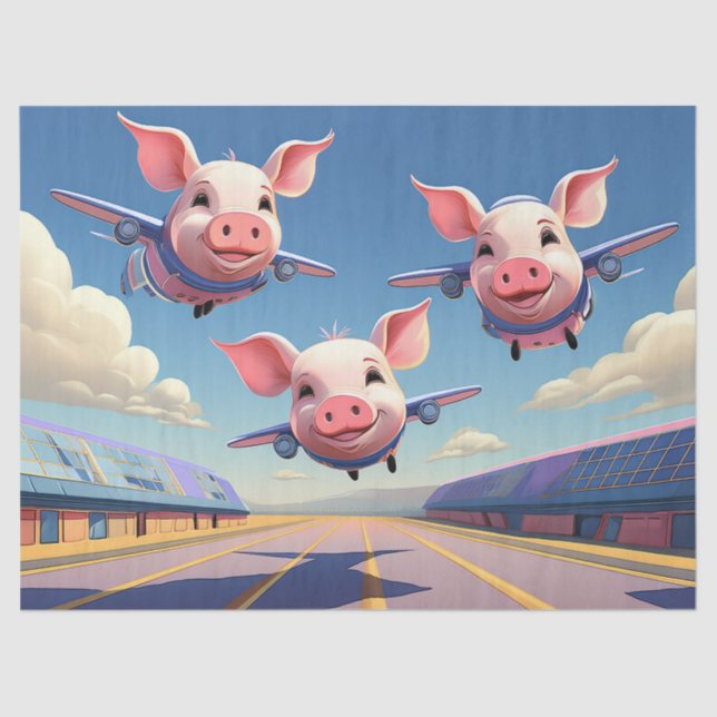 When Pigs Fly Funny Airplane Pigs Seidenpapier (Vorderseite)