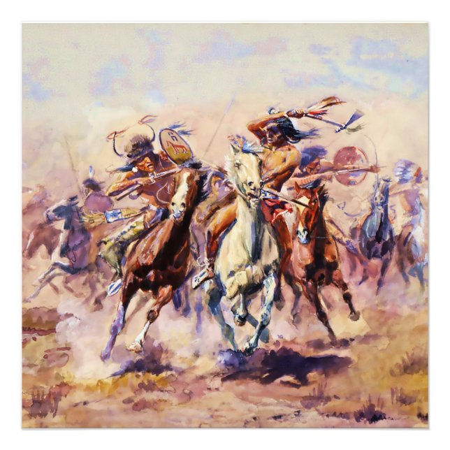 "When Sioux and Blackfeet Meet" von Charles M Russ Fotodruck (Vorne)