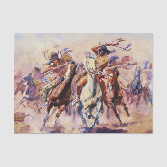 "When Sioux and Blackfeet Meet" von Charles M Russ Seidenpapier (Vorderseite)