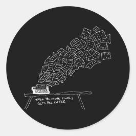 When the Muse Finally Gets Her Coffee Runder Aufkleber