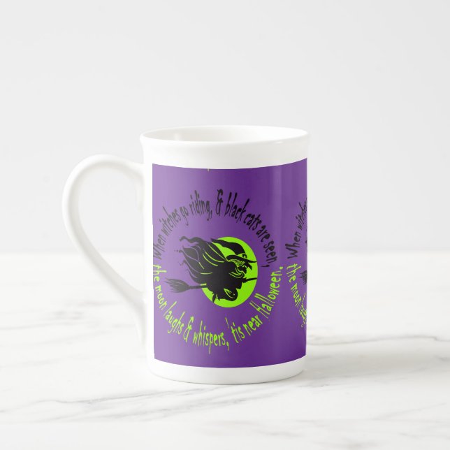 When Witches Go Riding Tis Near Halloween Green Te Prozellantasse (Links)
