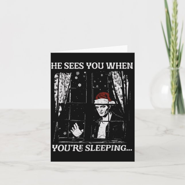 When You're Sleeng Christmas Santa He Sees You  Karte (Vorderseite)