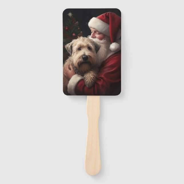Wheon Terrier mit Weihnachtsmann Weihnachten Fächer (Vorderseite)