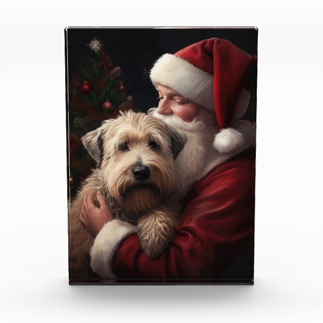 Wheon Terrier mit Weihnachtsmann Weihnachten Fotoblock (Vorderseite)