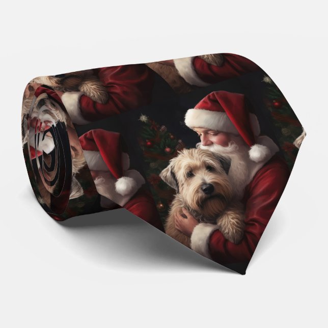 Wheon Terrier mit Weihnachtsmann Weihnachten Krawatte (Gerollt)