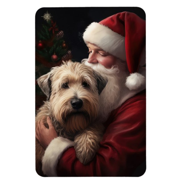 Wheon Terrier mit Weihnachtsmann Weihnachten Magnet (Vertikal)