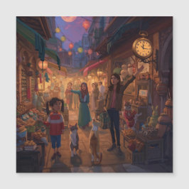 Where Cats Wander and Lanterns Glow Magnetkarte