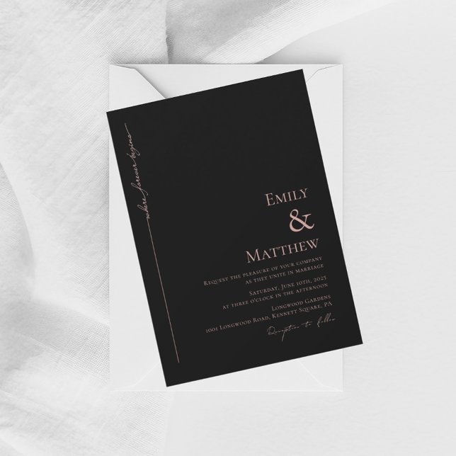 Where Forever Begins Black Wedding Invitation Einladung (Von Creator hochgeladen)