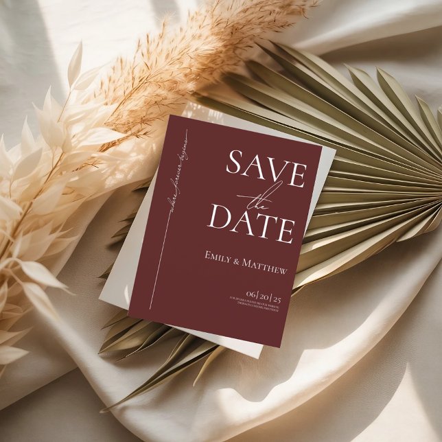 Where Forever Begins Burgundy Save The Date Ankündigungspostkarte (Von Creator hochgeladen)