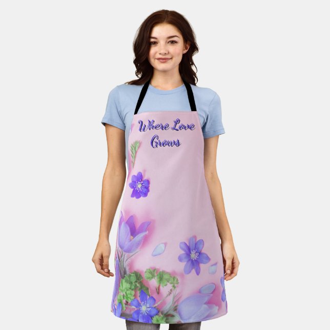 Where Love Grows Apron | Floral Kitchen Apron Schürze (Getragen)