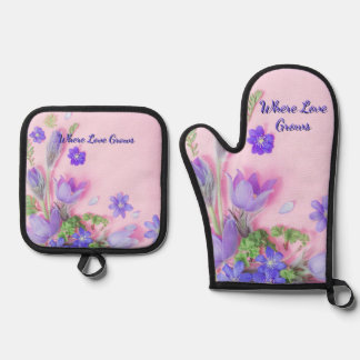 Where Love Grows Kitchen Set | Floral Oven Mitt