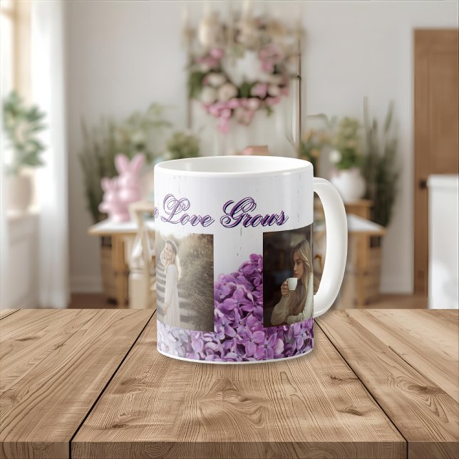 Where Love Grows Mug | Personalized Lilac Photo Mu Kaffeetasse (Von Creator hochgeladen)