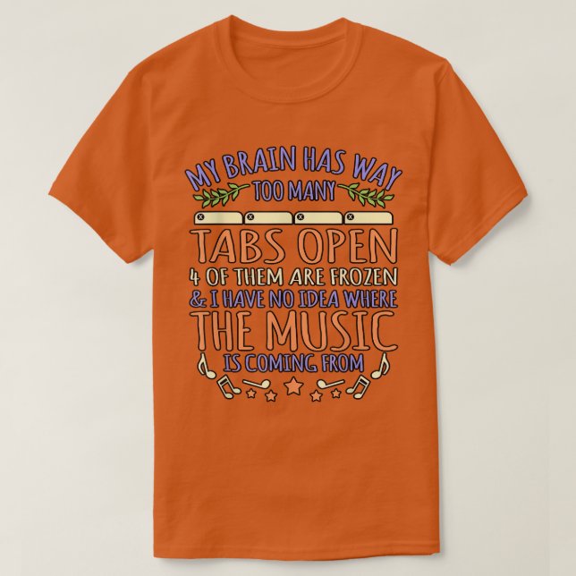 Where Music Is Coming From ADHD Awareness Orange G T-Shirt (Design vorne)