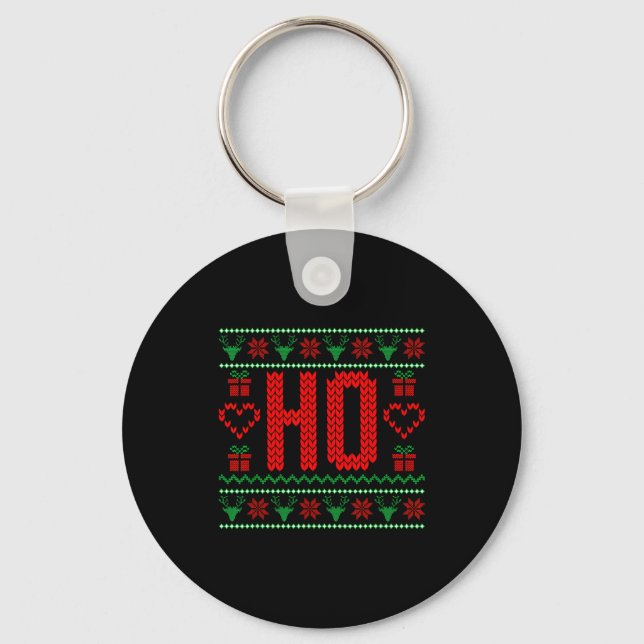 Where My Ho's At Ugly Christmas Sweater Couples Ma Schlüsselanhänger (Vorderseite)