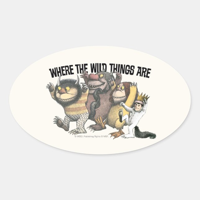 Where the Wild Things Are Characters & Logo Ovaler Aufkleber (Vorderseite)
