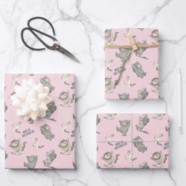 Where the Wild Things Are Pink Star Pattern Geschenkpapier Set (Vorderseite)