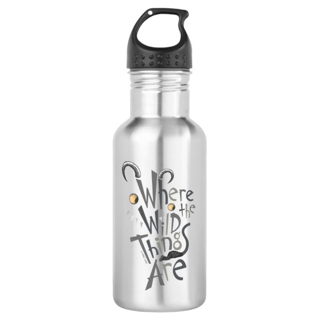 Where the Wild Things Are Quote Graphic Edelstahlflasche (Vorderseite)