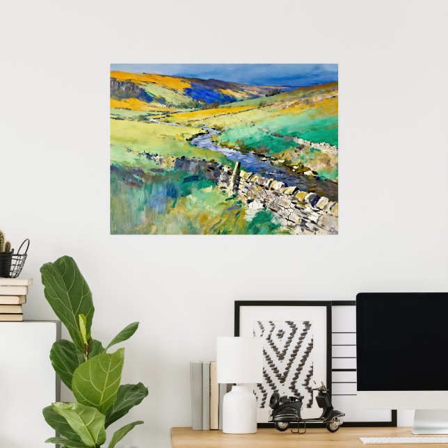 "Where Water Sings - A Yorkshire Landschaft Poster (Heimbüro)