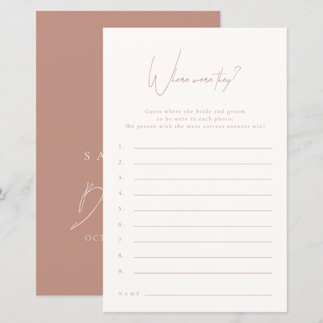 Where Were They Blush Pink Bridal Shower Game (Vorne/Hinten)