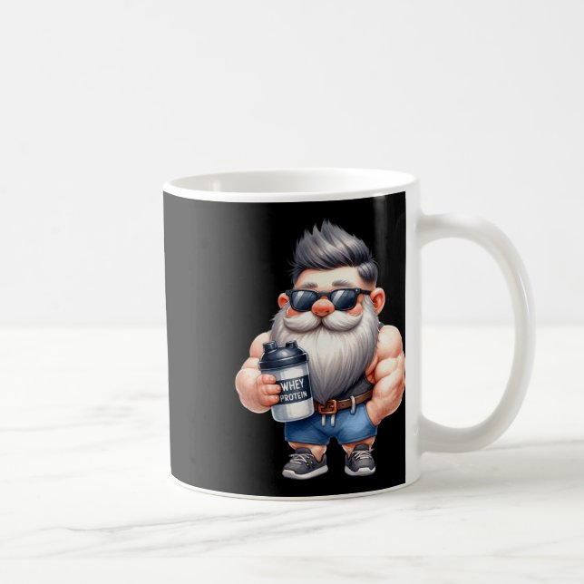 Whey Protein Gnome Vater Funny Bodybuilder Graphic Kaffeetasse (Rechts)