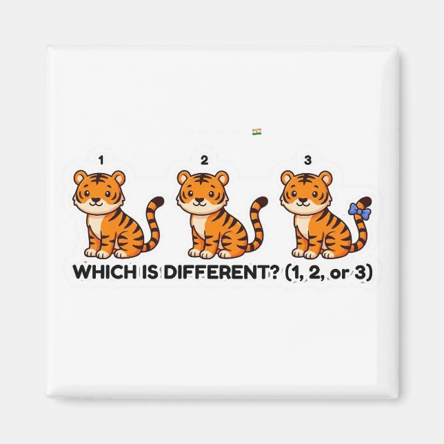 Which Is Different? Cute Tiger Animal World Game Magnet (Vorne)