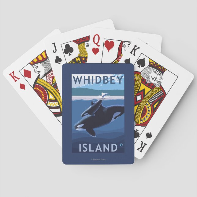Whidbey Insel, WashingtonOrca und Kalb Spielkarten (Rückseite)