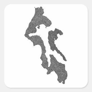 Whidbey Island Island County Map Design Quadratischer Aufkleber