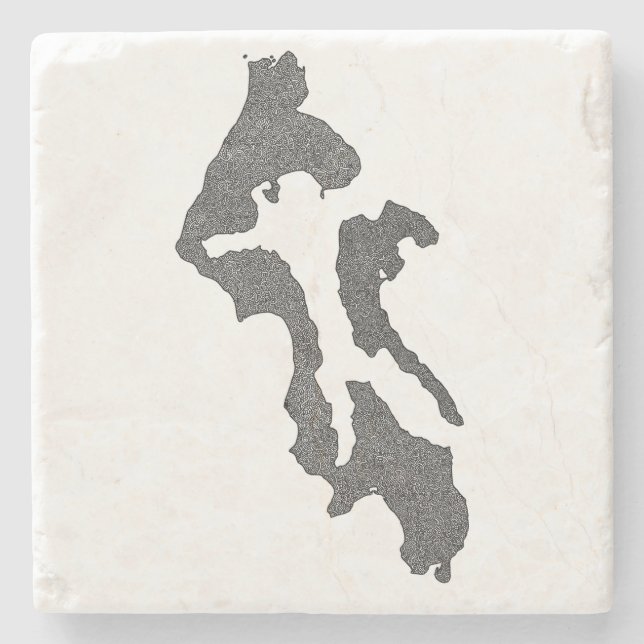 Whidbey Island Island County Map Design Steinuntersetzer (Vorderseite)
