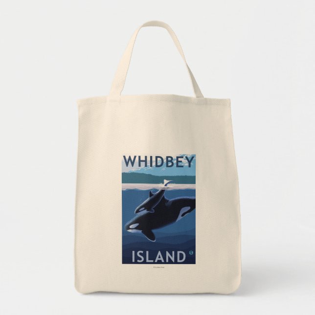 Whidbey Island, Washington Orca und Calf Tragetasche (Vorne)