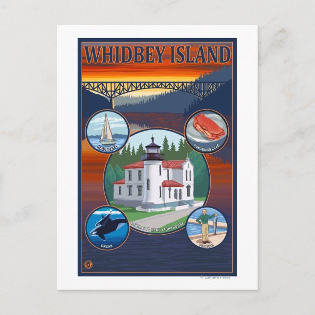Whidbey Island, WashingtonScenic Travel Poster Postkarte (Vorderseite)