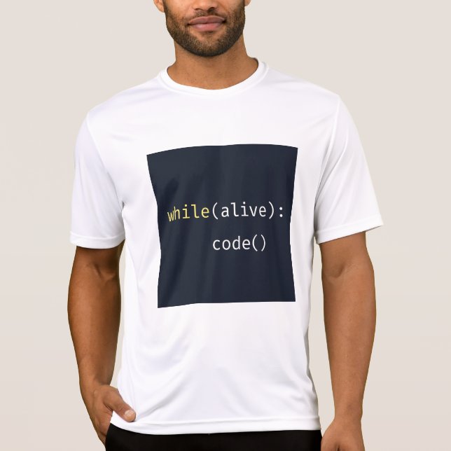 While Alive Code – Programmer T-Shirt (Devant)