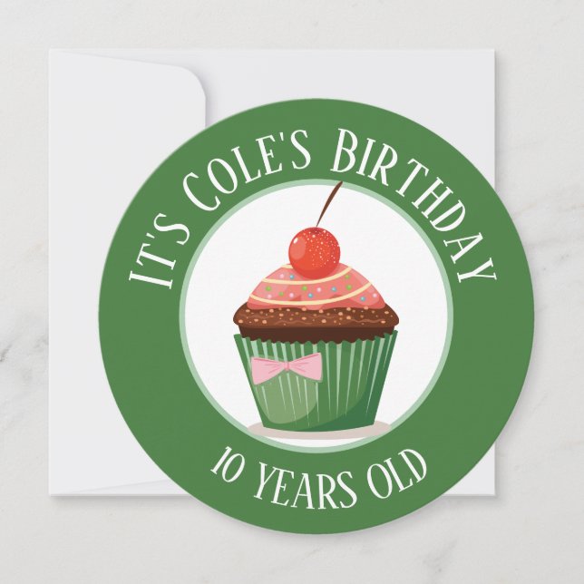 Whimicsal Cupcake mit Chery-Kindergeburtstag Einladung (Vorderseite)