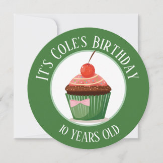 Whimicsal Cupcake mit Chery-Kindergeburtstag Einladung