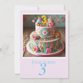 WHIMISCAL 3rd BIRTHDAY CAKE PARTY EINLADUNG