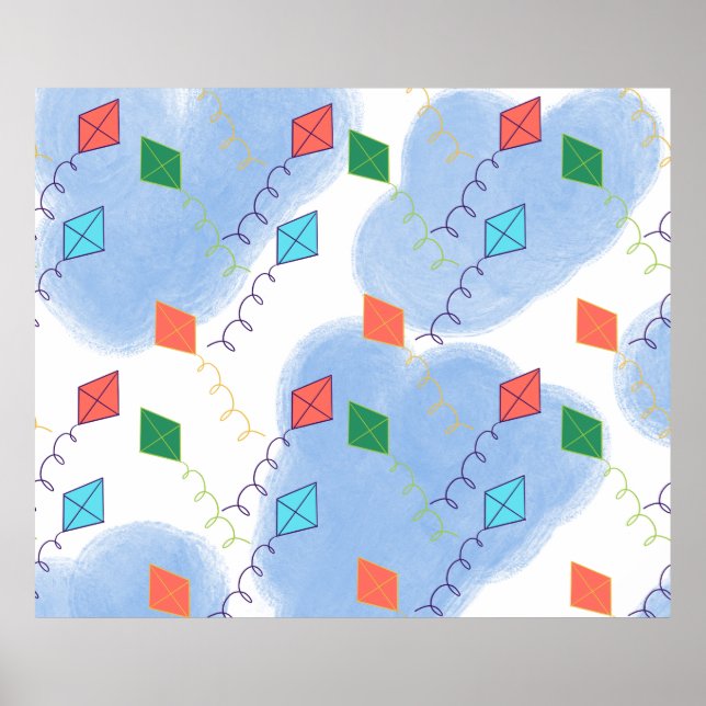 Whimiscal Kites Multicolored Sky Pattern Poster (Vorne)