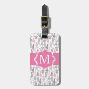 Whimiscal Pink und Gray Sketch Cat Geschenkideen Gepäckanhänger