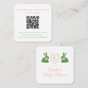 Whimisical Hand Painted Boxwood Bunny QR Code Begleitkarte
