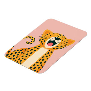 Whimsafari-Tier Gähnender Gepard Cartoon Magnet