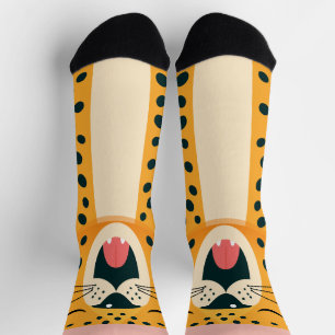 Whimsafari-Tier gähnender Gepard Cartoon Socken