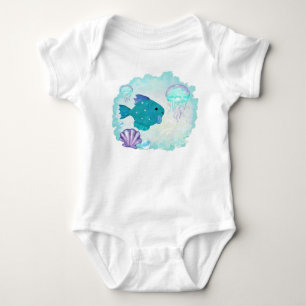Whimsey Aquarium 2 Folk Art BABY BOY GIRL Strampler