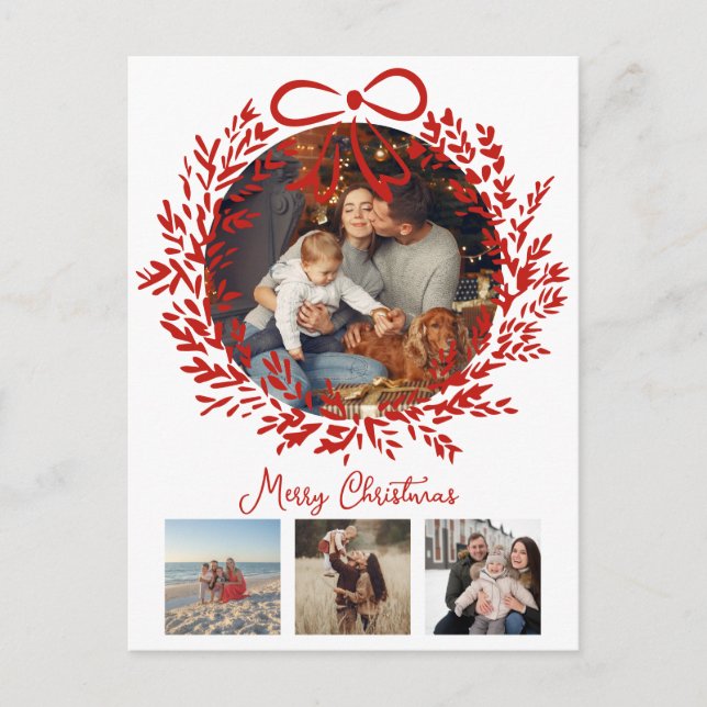 Whimsical 4 Fotos Weihnachtspostkarte Postkarte (Vorderseite)