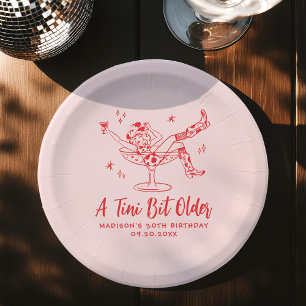 Whimsical A Tini Bit Ältere Rosa und Rot Geburtsta Pappteller