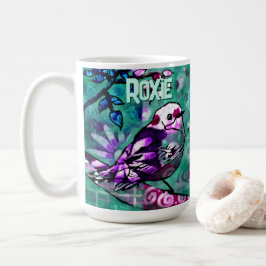 Whimsical Abstract Bird Floral Personalized Kaffeetasse
